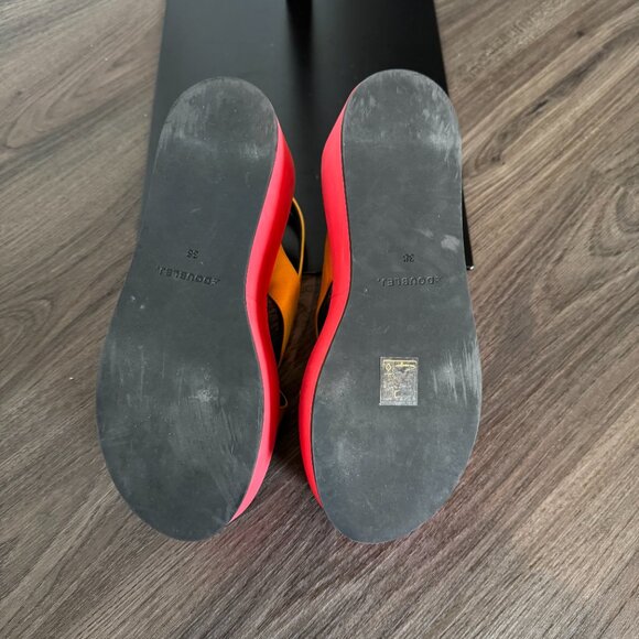 La Double J Crisscross Slingback Sandals Vibrant Yellow Red Platform Open Toe 38 - Picture 7 of 7